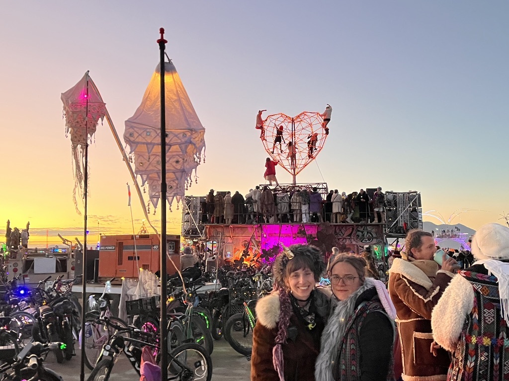 Zendo Project crew at Burning Man in front of the Robot Heart art car.