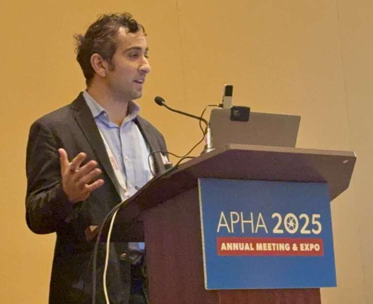Nima Veiseh speaking at APHA 2025.